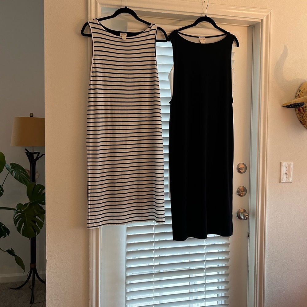 Lot of (2) Chico's Black and Striped Maxi Dresses - Picture 1 of 8